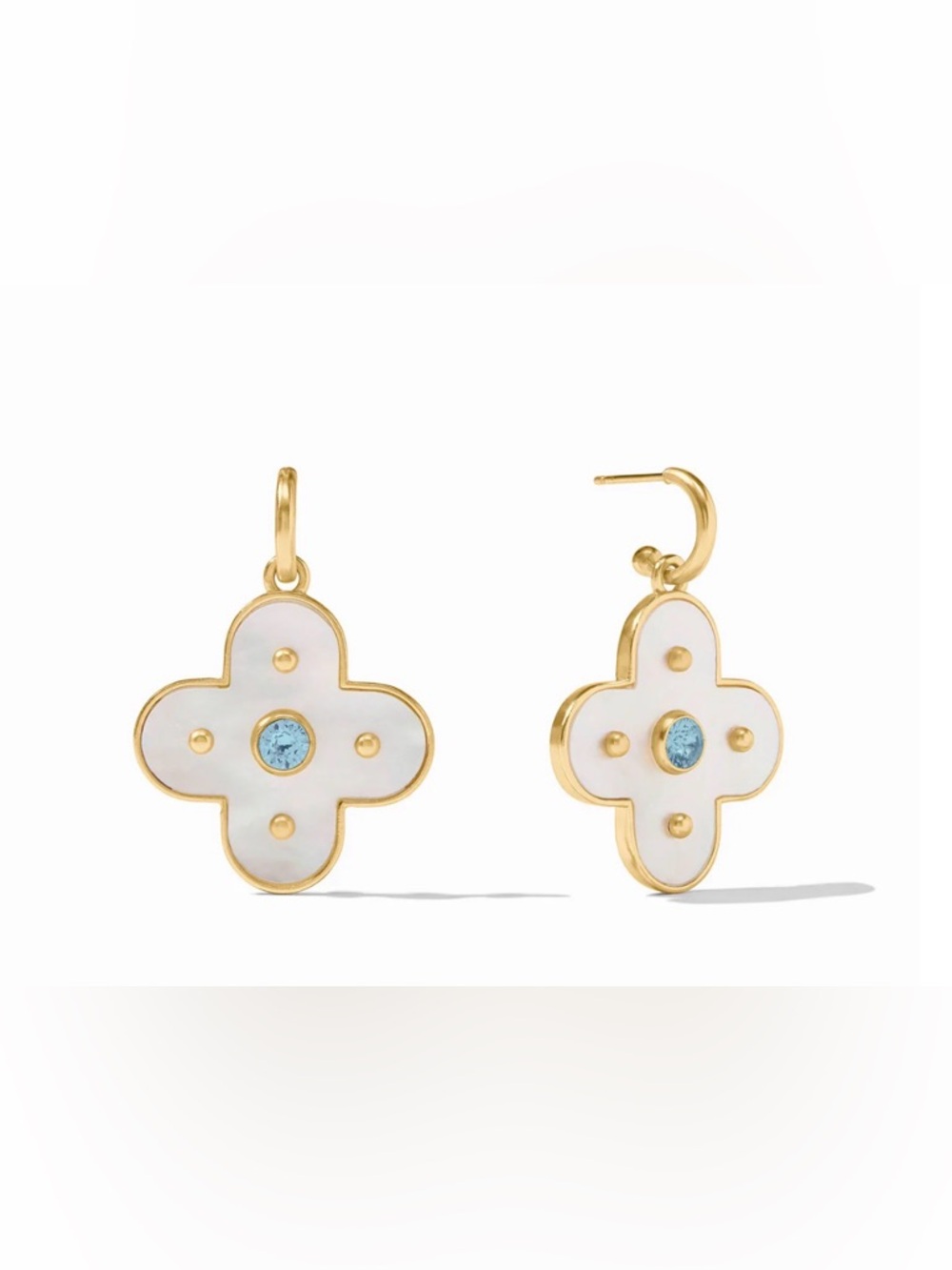 Julie Vos Gold-Tone Clover Drop Earrings with Pink Mother-of-Pearl